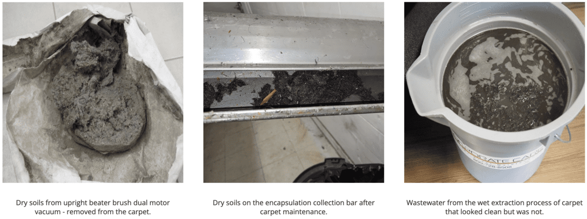 Soil and wastewater from “clean” looking carpet