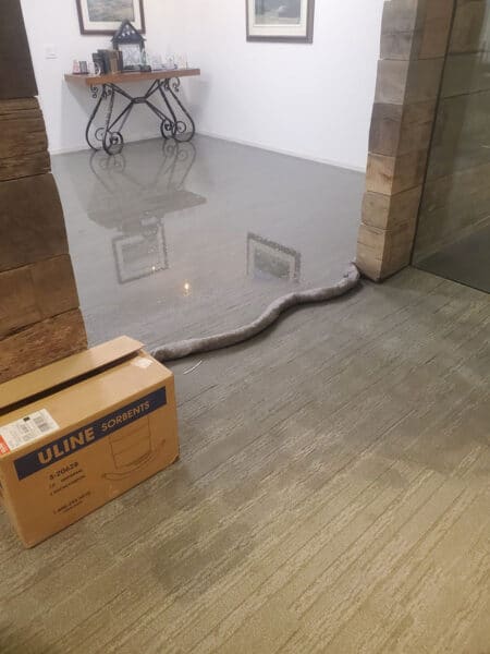 Removing water from carpet in a flooded office building - water remediation