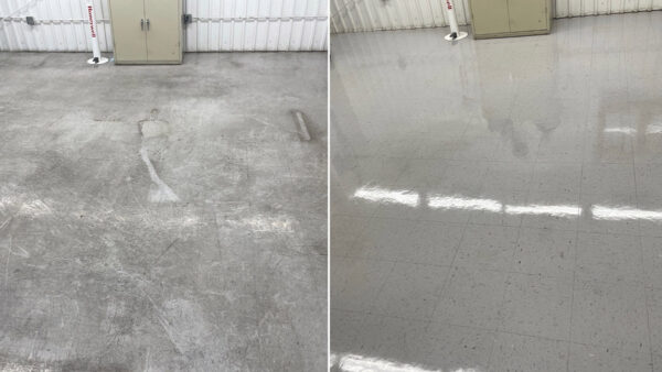 before and after vinyl floor cleaning restoration