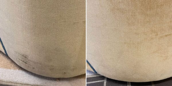 Upholstered furniture restoration makeover service before and after photo