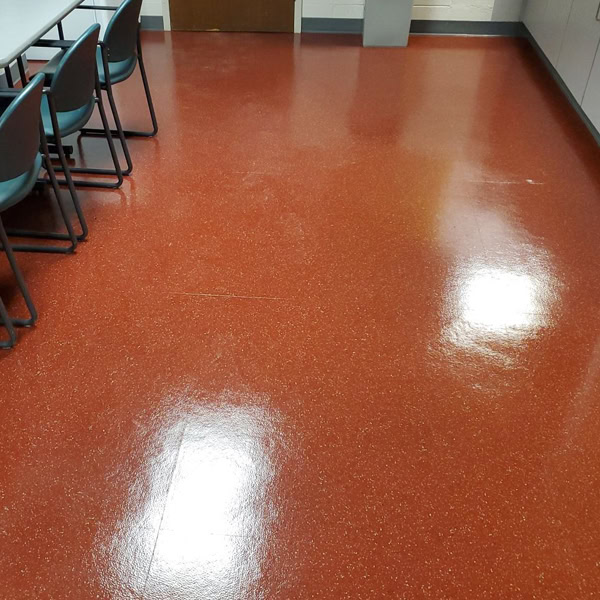 Red vinyl floor restoration after photos