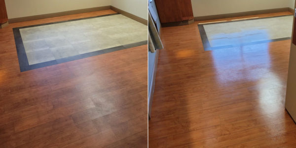 before and after resilient flooring restoration