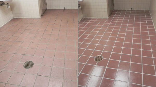 restroom tile and grout protective floor coatings before and after