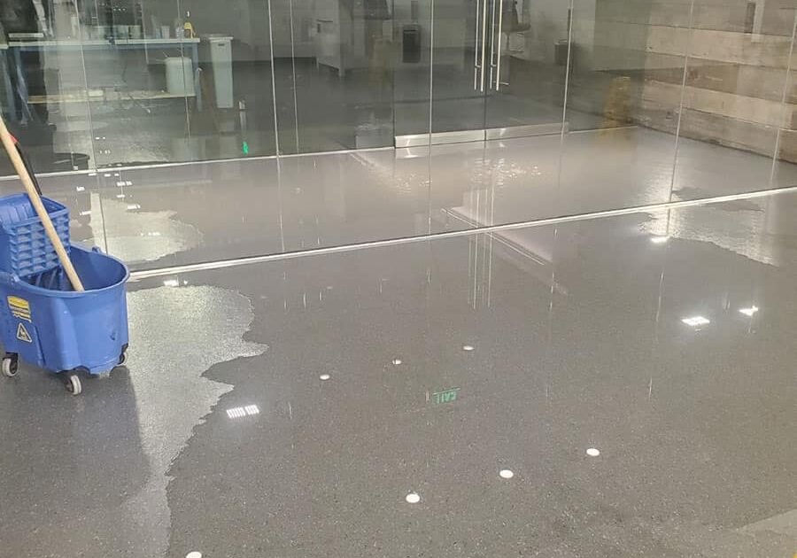 Removing water from a flooded office building - water remediation