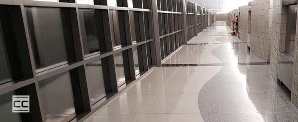 coated terrazzo hard flooring in commercial building - protective floor coatings