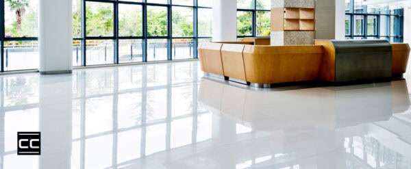 natural stone floor in commercial lobby