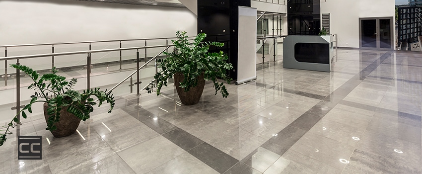 Natural stone floor in a lobby