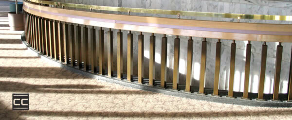 brushed metal accents in commercial building